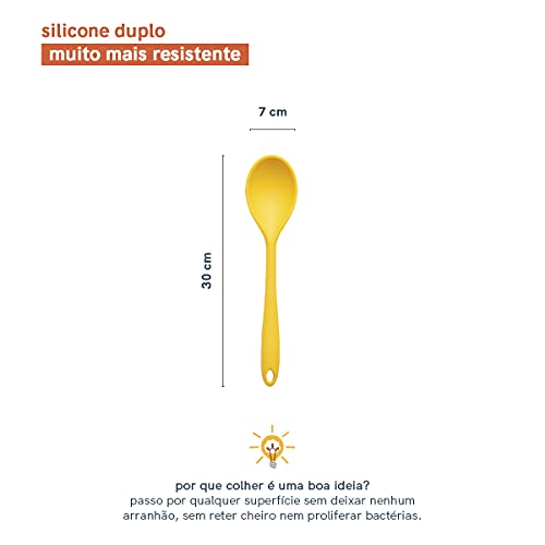 Colher de Silicone Amarela Grande - Oikos