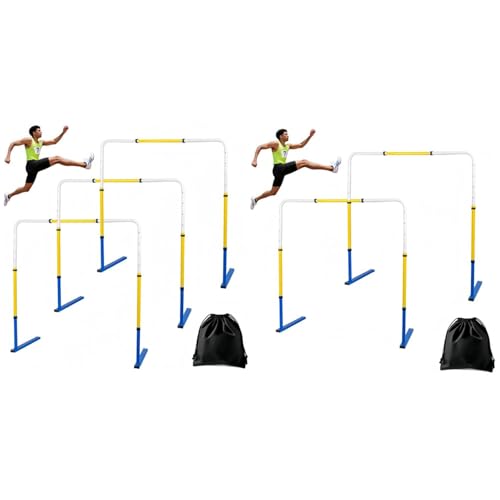 5Pcs Adjustable Height Hurdles Training Equipment, Metal Practice Hurdles Track and Field for Kids, Youth and Adults Agility Training, Jumping Speed Hurdles for Football, Soccer, Basketball, Dogs