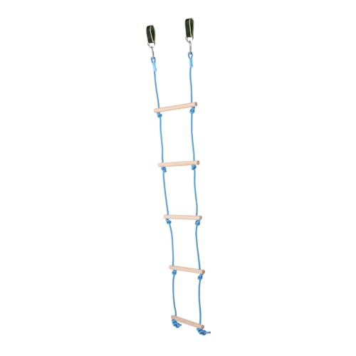 BIUDECO 5-Step Boys and Girls Climbing Ladder Wood Construction Soft Rope for Safe Outdoor Play