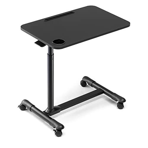 Ethu Overbed Table With Wheels, Rolling Tray Table, Hospital Bed Table, Adjustable Overbed Bedside Rolling Laptop Table (Black) #TOP1