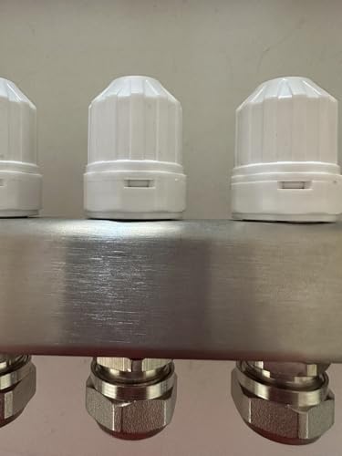 Manifold de PEX de 12 circuitos, 1/2 pulgada, incluye manómetros de temperatura, medidores de flujo, válvulas de cierre, manómetros de presión y temperatura y purgador automático de aire miniatura 3