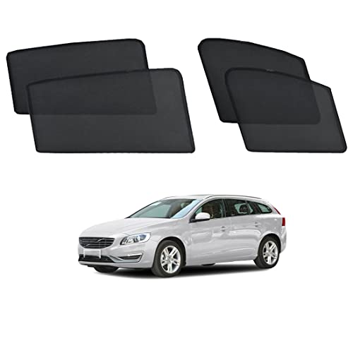 �J�X�^���t�B�b�g �Ԃ̑��p�T���V�F�[�h �{���{ Volvo V60 2010-2018 ��p ���O���Ɠ��Ă��h�~ �T�C�h�E�B���h�E�T���o�C�U�[ �A�N�Z�T���[,Front-window+Rear-window-4PCS