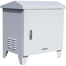 Pond, Water Garden Weatherproof Outdoor Cabinet Enclosure for Pond Aerator, Air Pump 20W15D19H with pre-drilled knockouts, 110V Cooling Fan and pre-wired outlet included