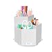 MoKo Stifteköcher, 360° Drehbarer Stifthalter mit 3 Fächern Desktop Stiftbehälter Schreibtisch Organizer Stiftebox Schreibwaren Aufbewahrung Schulbedarf Makeup Pinselhalter für Schule Büro, Weiß