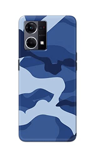 Image of Printed Hard Back Cover Case for Oppo F21 Pro 4G | Oppo F21s Pro 4G Back Cover (Army Blue Pattern) -702