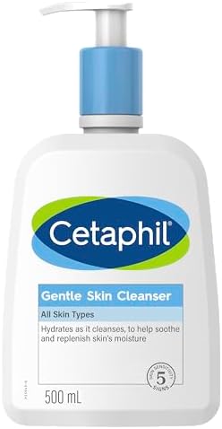 CETAPHIL Gentle Skin Cleanser 500ml, Hypoallergenic Face Wash for all skin types, With Hydrating Glycerin & Panthenol, Suitable for Sensitive Skin, Dermatologist Tested