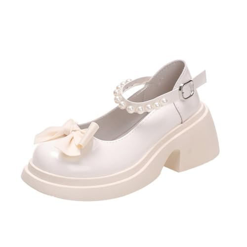 Image of Women's Platform Mary Janes Heart Cat Buckle Rivets Ankle Lolita Gothic Princess Platform Pumps Patent Leather Thorn Vintage Traditional Embroidery Upper Dress Shoes