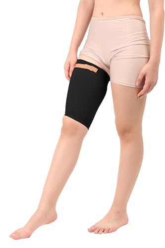 Image of Medical Compression Thigh Support Sleeve || MODERATE COMPRESSION || COTTON FABRIC || Groin Support Sleeve || Hamstring Compression Sleeve || Burn recovery || (3XL, Black)