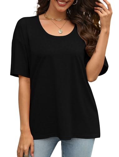 XIEERDUO Oversized T Shirts for Women Summer Short Sleeve Tops Loose Scook Neck3
