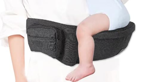 Baby Carrier with Hip Seat, Newborn to Toddler, Adjustable Extended, Ergonomic M Position Baby Carrier with Multiple Pockets, Black