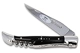 LAGUIOLE en Aubrac Taschenmesser L0812EBIF Doppelplatine, 12 cm, Backen glänzend, Korkenzieher, Griff Ebenholz