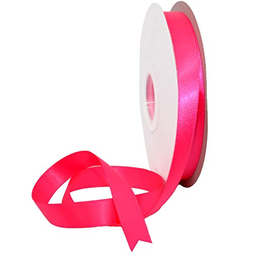 Image of Morex Ribbon 08816 /50-175 Double Face Satin Ribbon, 3 /8 inchx 50 Yd, Shocking Pink