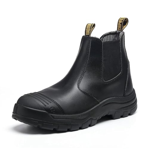 Black 6“ Men's Work Boots Soft Toe/Composite Toe Water Resistant Slip Resistant Anti-Static Comfortable Corrected leather Boots
