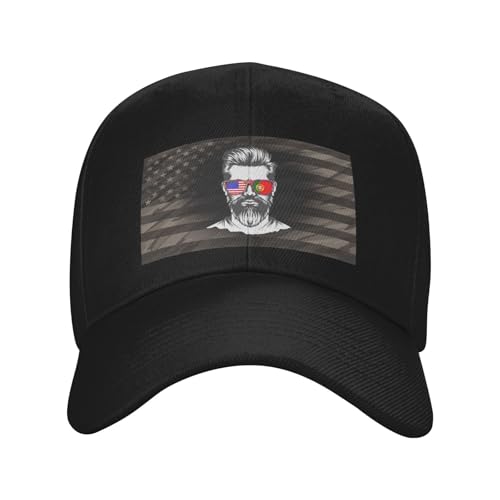 Portuguese American Half Flag Boy USA Portugal Classic Duckbill Caps for Stylish Sun Protection Black