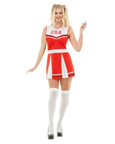 Funidelia Disfraz de animadora para mujer, Incluye vestido Cheerleader de Fútbol Americano, Talla M - Traje para adultos para fiestas, Carnaval y Halloween