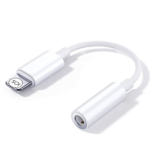 Adaptador de iPhone Adaptador Jack de 3.5 mm Conector de Auriculares Compatible con iPhone 7/8/X/XR/XS/11 Convertidor para Auriculares Divisor de Audio Compatible con Todos los iOS - Blanco