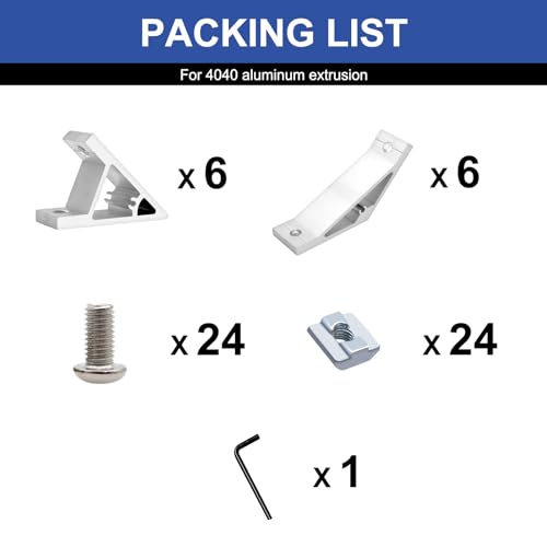 Image of 12pcs 4040 45 /135 Degree Corner Bracket Connector 4040 Extrusion Hardware T-Slot V-Slot Accessories with Screws and Nuts for 4040 Extrusion Angle 3D Printer Framing Accessories Silver