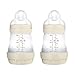 MAM Pack 2 Biberones Anticólicos, Recién Nacido, 0-2 Meses, 160ml, con Tetina 1 Flujo Lento de Fácil Aceptación, Autoesterilizable y Fácil de Limpiar, MAM Easy Start Anti-Colic, Neutro Mate, 2uds