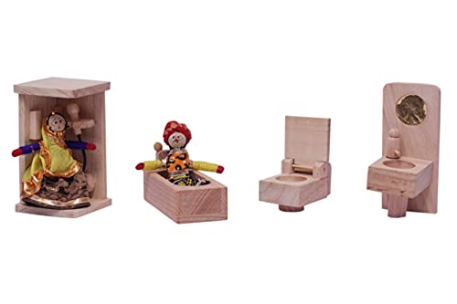 Wooden Dollhouse Furniture Set with Lounge, Bathroom and Kitchen (Bathroom) (B07K5B94M6) Amazon Price History, Amazon Price Tracker