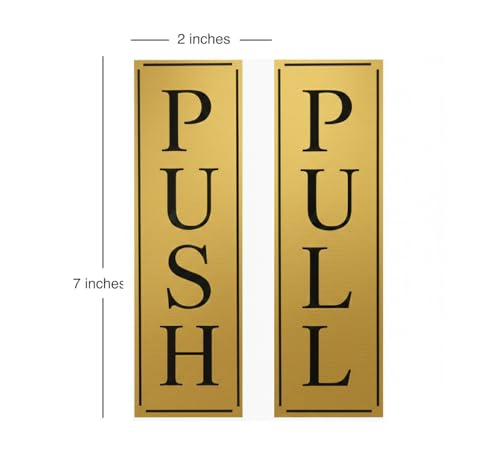 Image of Premium Golden Acrylic Push Pull Sign Board 6 inchx2 inch For Office and Shop Glass and Wooden | Self Adhesive Sticker for Door | Push and Pull Sticker for Hospital Malls Office