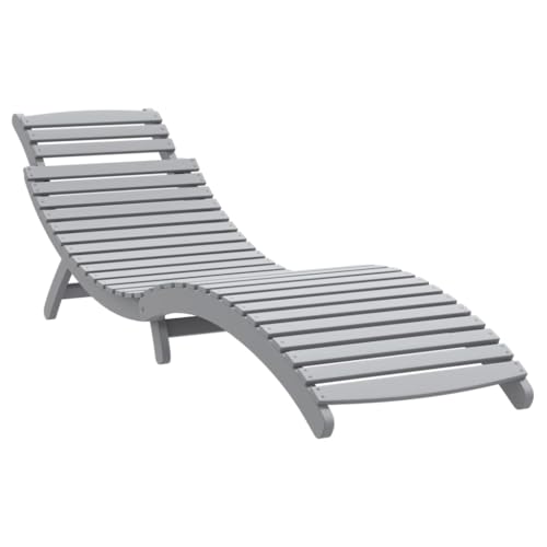 Mokuyard - Tumbona gris de 184 x 55 x 64 cm, de madera maciza de acacia, silla de jardín para jardín, playa, piscina y patio