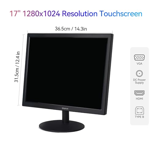Image of SKitphrati 17 inch Square 1280x1024 10-Point Multi Touch Screen Monitor with HDMI, VGA, Type B Ports, 75Hz, 5:4 Aspect Ratio, VESA Wall Mountable, PC Touch Monitor for PC POS Machine Windows