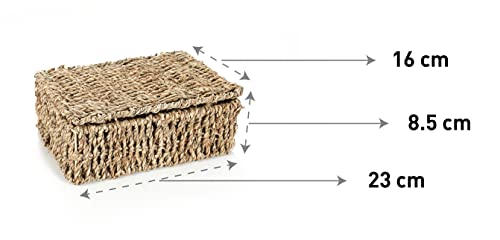 Woodluv Storage Boxes With Lids, Storage Baskets Woven Natural Seagrass, Shelves Basket, Gift Hamper basket, Storage Basket Organiser, Small