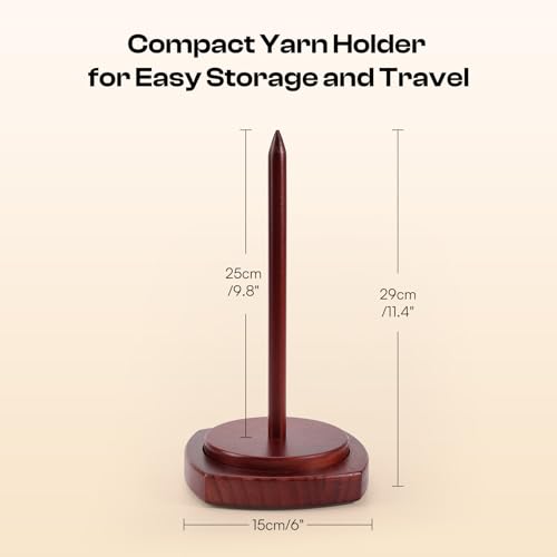 Image of Caydo Wooden Yarn Holder for Knitting and Crocheting, Easy Install and Operate Yarn Spinner Holder, Yarn Spinner with Yarn Storage, Perfect Crochet Gift for Craft Enthusiasts - Brown