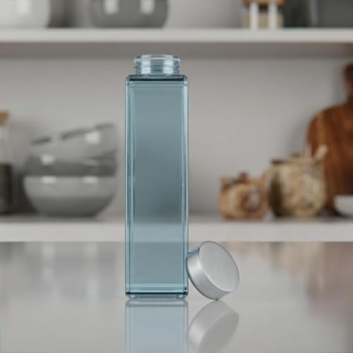 Image of CROCO JAR Wide Mouth Glass Water Bottle with Leak-Proof Airtight Double Layer Stainless Steel Lid for Water, Smoothie, Juices (750ML BLUE SILVER PK2)