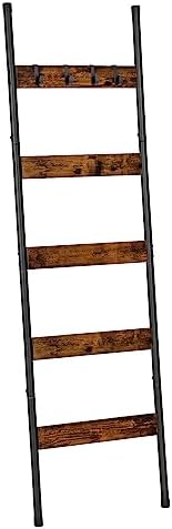 HOOBRO Blanket Ladder, 5-Tier Towel Rack with Hooks, Wall-Leaning...