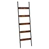 HOOBRO Blanket Ladder, 5-Tier Towel Rack with Hooks, Wall-Leaning Blanket Rack, Decorative Display Ladder Shelf, Scarves, Industrial, Living Room, Bedroom, Rustic Brown and Black BF52CJ01
