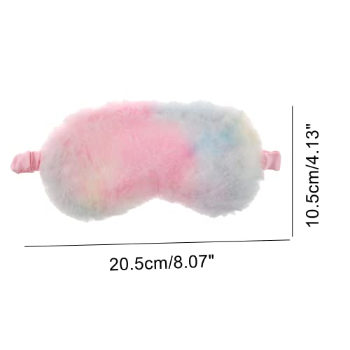 Iuaqdp 4 Pieces Plush Sleeping Eye Cover Soft Eye Mask, Fluffy Furry Eye Blindfold, Faux Fur Eye Shade With Elastic Strap & Silky Back For Travel Sleepover Nap Party Supply Girls Women, Rainbow Color #TOP6