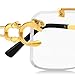 Kepoita Rimless Sunglasses for Men Square Fashion Shades Tinted Lens Metal Frameless Rectangle Y2K Glasses UV400