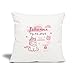 Spreadshirt® Cadeau De Naissance Personnalisable Licorne avec Nom Et Date De Naissance Housse De Coussin Décorative 45 x 45 cm, Blanc Nature