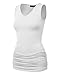 Made By Johnny MBJ WT1101 Womens Basic Extra Long Tunic Tank Top with Side Shirring L White