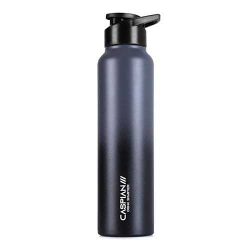 Image of CASPIAN / / / HIke ISI Certified Stainless Steel Water Bottle 1 ltr. (Graphite, 1 Litre) | Leak Proof Sipper for Fridge Home Office Travel School Kids Boys Girls Adults Sports Gym Yoga Gift | BPA Free