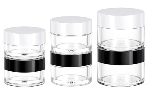 Premium Travel Size Containers for Toiletries, 3 Size 0.35/0.5/1 OZ Small Cosmetic Jars for Makeup Face Creams Lotion Moisturizer, 6 Pieces Jars with 2 Pieces Mini Spatulas3