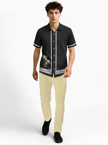 Image of BULLMER Trendy Regular Fit Cotton Blend Printed Casual Half Sleeve Shirt for Men | Stylish Mens Casual Shirts | Shirts for Men