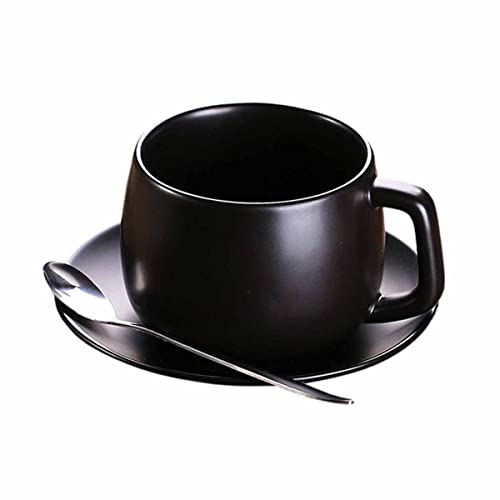 Sizikato Conjunto clássico de xícara e pires de porcelana preta f...