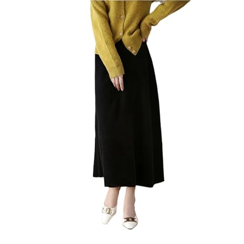 Women's Autumn/Winter Merino Wool Knitted Medium Length Skirt High Waist Comfortable and Fashionable A-line Office Skirt