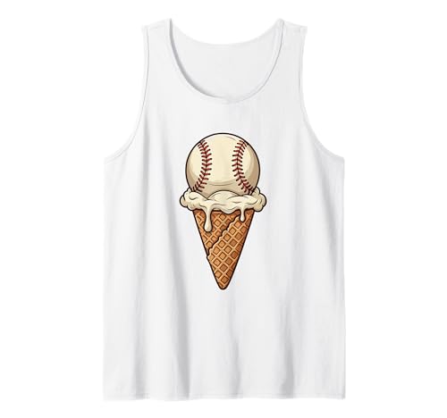 Ice Cream Cone Dripping Baseball Fan Drip Lover Camiseta sin Mangas