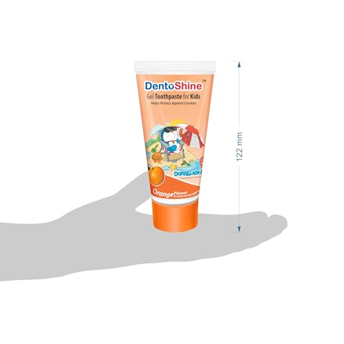 Image of DentoShine Gel Toothpaste for Kids | Pack of 3 (3, Orange (Doraemon)) | IDA Accepted