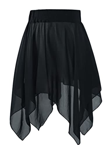 Phoeswan Ballet Skirt Black Aymmetric Chiffon Pull On Dance Skirts For Women And Teens #TOP5