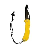 Scuba Choice Foldable BCD Knife with Yellow Handle and Black Blade Point Tip for Scuba Diving - Stainless Steel Blade, Compact Durable Diving Knife with Clip & Lanyard - Made in Taiwan