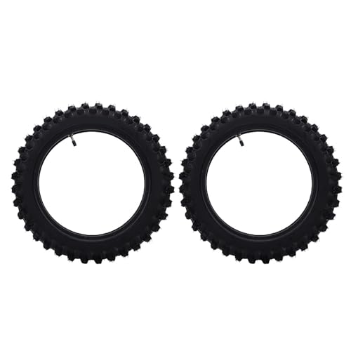 Acouto Ensemble de Pneus de Moto Tout-terrain, Pneu Avant Arrière et Chambre à Air, Pneu de Motocross, de Moto Tout-terrain [marque] 60/100-14 80/100-12 avec...