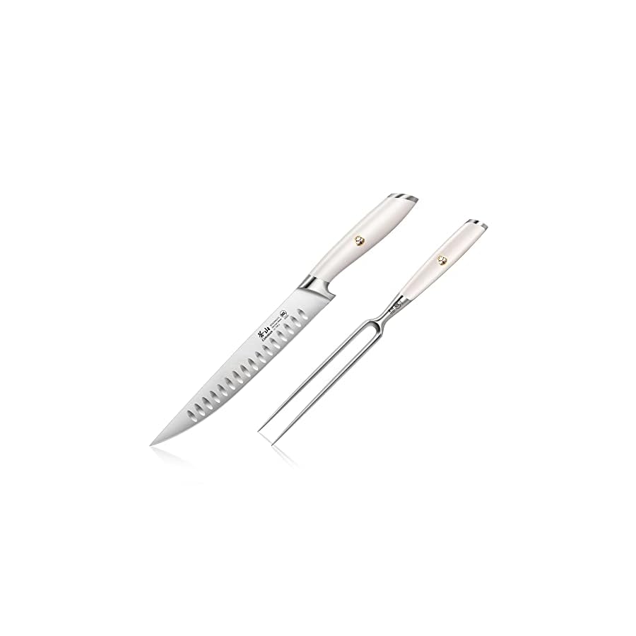 Cangshan L1 Series 1026962 German Steel Forged 2-Piece Carving Set, White