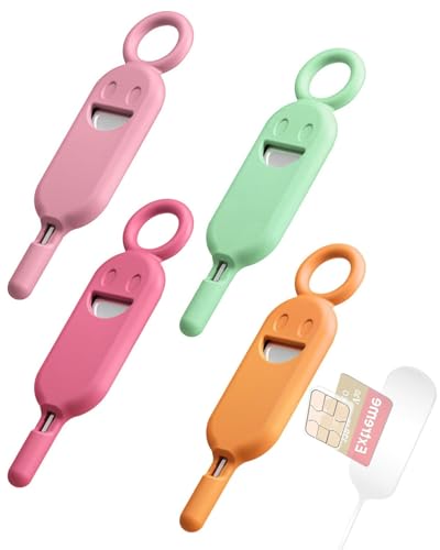 FUGLUS 4 Piezas Extractor de Tarjeta SIM, Mini Abridor de Agujas de Acero Inoxidable, Clavijas de Expulsión, Compatible con Todos los iPhone, Androide, Samsung Teléfono Inteligente
