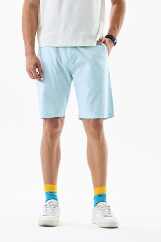 Image of SNITCH Men Casual Shorts | Regular Fit Mid Rise Solid Pattern | 100% Cotton Smooth Texture with Drawstring Closure & Elastic Waistband for Summer & Club Wear