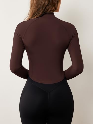 Image of AVGO Women's Workout Jacket Lightweight Zip Up Cropped Yoga Jackets Slim Fit Athletic Tops with Thumb Holes