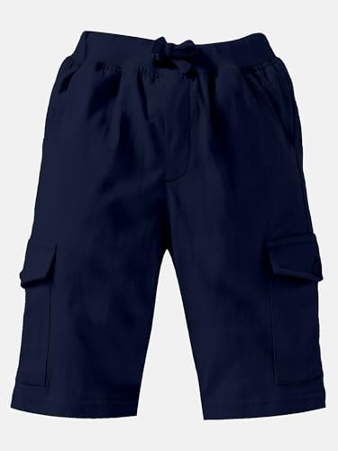 Image of KiddoPanti Boys Knit Solid Cargo Shorts | 100% Cotton | Comfortable Rib Waistband | 2 Front Pockets & 2 Cargo Pockets | Sport Bermuda Half Pant for Boys